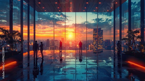 Wallpaper Mural The sleek corporate backdrop with skyscrapers, businessmen in suits and modern office interiors, reflects professionalism and success. Torontodigital.ca