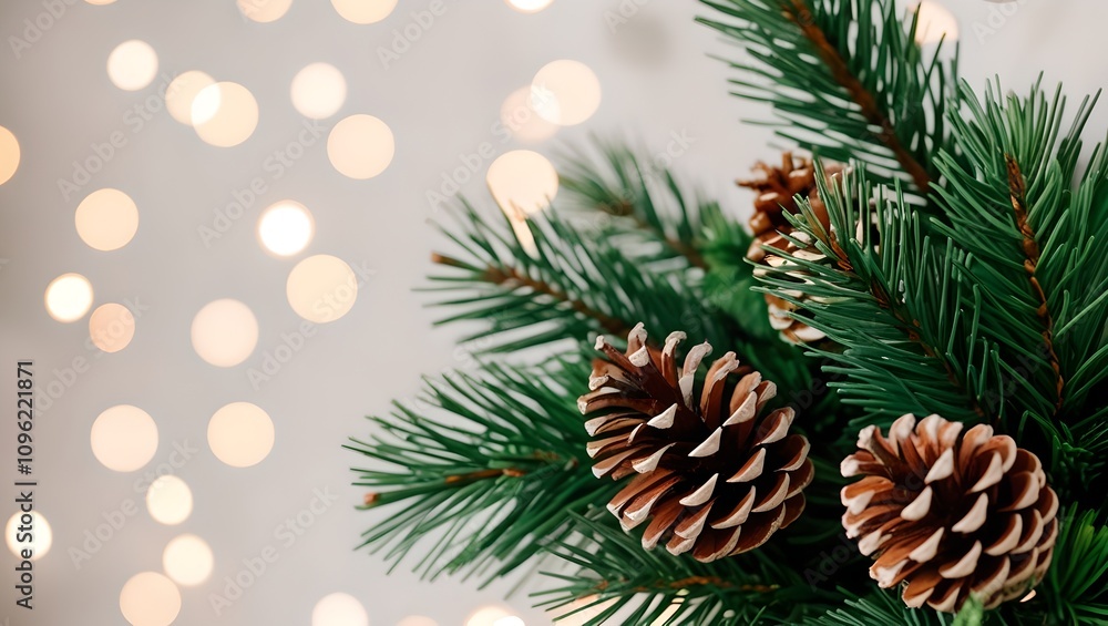 Festive greenery with soft glowing lights created using AI Generative Technology Festive greenery with soft glowing lights created using AI Generative Technology