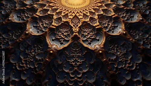 Wallpaper Mural Complex overlapping circles and spheres in various shades of black, brown, and gold Torontodigital.ca