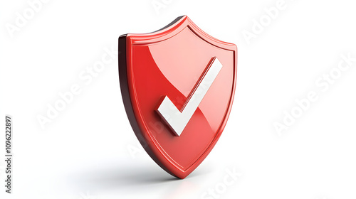  cartoon 3d Icon safety shield check mark perspective . . 3d vector illustration. white background