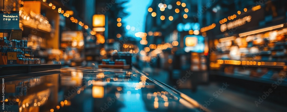 Night city street with neon lights, night city street reflections on wet pavement, night city street bokeh photography ,Vibrant city street with evening lights glowing. Night city street with neon lights, night city street reflections on wet pavement, night city street bokeh photography ,Vibrant city street with evening lights glowing.