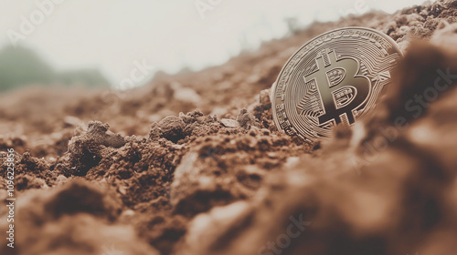 Cryptocurrencies portrayed as hidden gems, with Bitcoin (BTC) unearthed as a metaphor for the revolutionary potential of blockchain technology and modern economic shifts photo