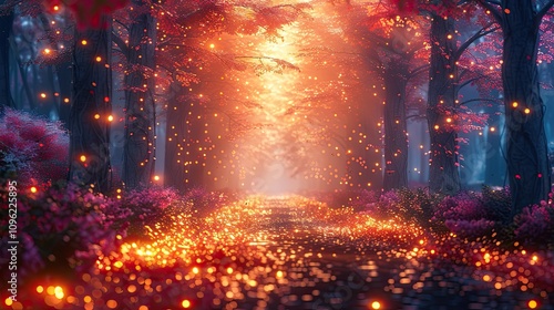 Forest fantasy landscapes convey strangeness and elements that inspire happiness like in a fairy tale.