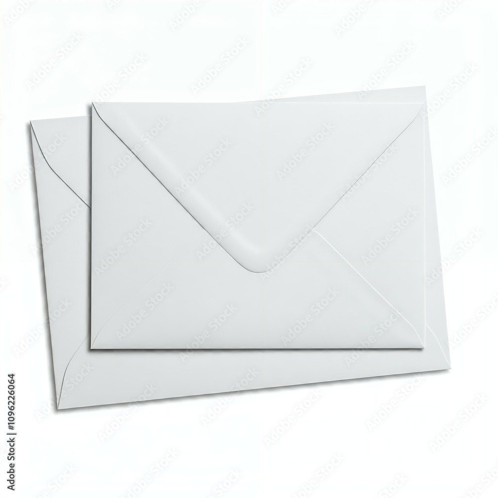 Blank white envelope on top of a flat paper, isolated on a white background. Blank white envelope on top of a flat paper, isolated on a white background.