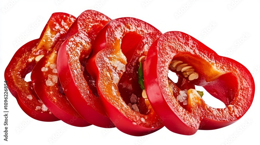 Vibrant Red Bell Pepper Slices - Fresh and Nutritious Vibrant Red Bell Pepper Slices - Fresh and Nutritious