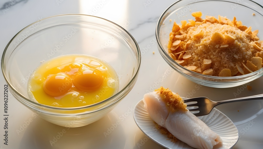 Fish Coating with Whisked Egg Fish Coating with Whisked Egg