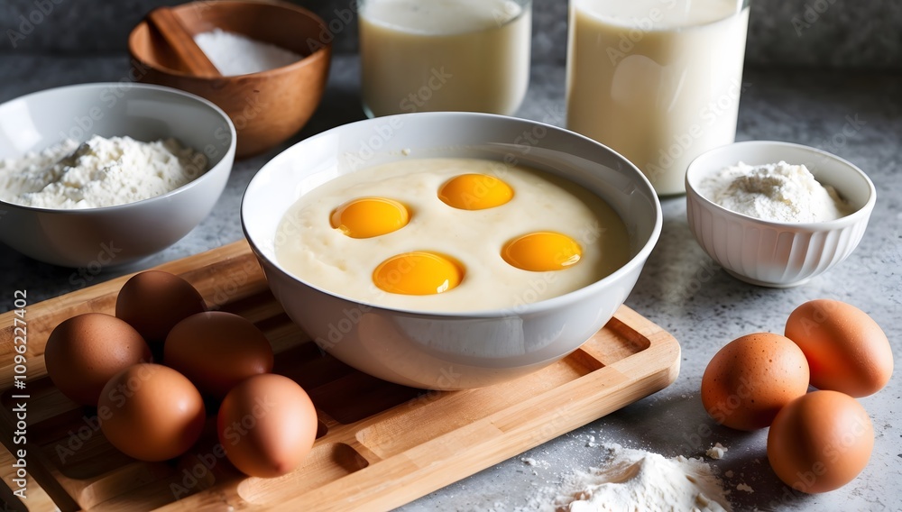 Fluffy Waffle Batter with Fresh Eggs Fluffy Waffle Batter with Fresh Eggs