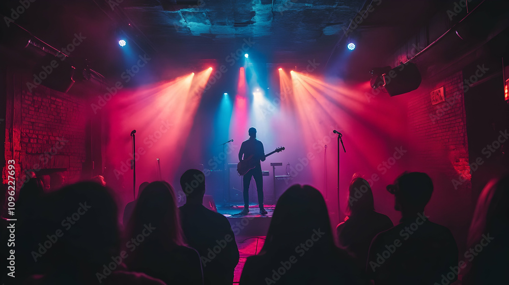 Intimate music venue with ambient lighting, perfect for live performances