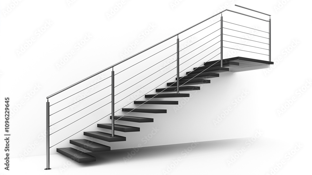 Durable Steel and Cable Railing System for Stairs, Combining Functionality and Aesthetics, transparent Durable Steel and Cable Railing System for Stairs, Combining Functionality and Aesthetics, transparent