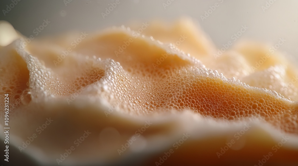 Close-up of foamy bubbles on the surface of a beverage, capturing the texture and light. Close-up of foamy bubbles on the surface of a beverage, capturing the texture and light.