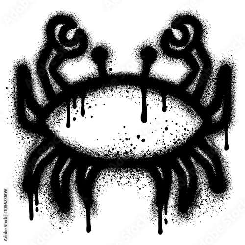 Crab graffiti with black spray paint. vector illustration.