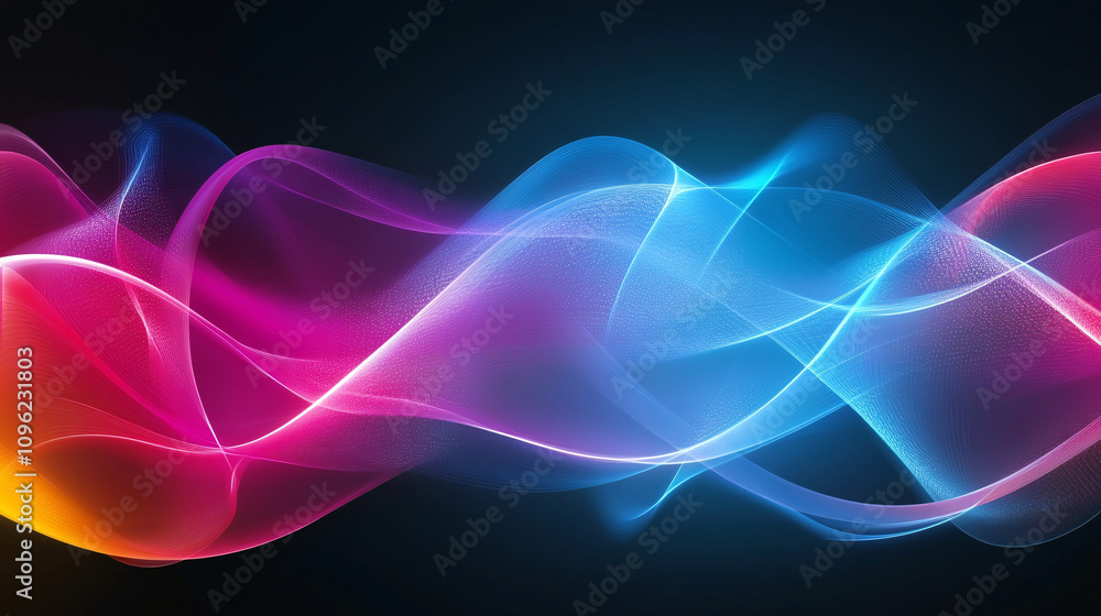 Naklejka premium Vibrant Abstract Neon Lights: Dynamic Patterns on a Black Background for a Modern Aesthetic Experience