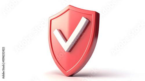  cartoon 3d Icon safety shield check mark perspective . . 3d vector illustration. white background