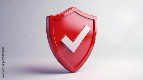  cartoon 3d Icon safety shield check mark perspective . . 3d vector illustration. white background