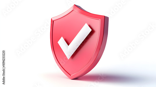  cartoon 3d Icon safety shield check mark perspective . . 3d vector illustration. white background