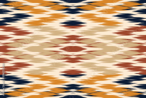 Ethnic abstract ikat art. Aztec ornament print. geometric ethnic pattern seamless color oriental. Design for background, curtain, carpet, wallpaper, clothing, wrapping, Batik, and vector illustration.