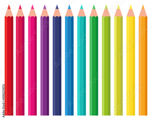 set color pencils isolated on white background