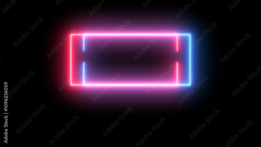 Abstract neon studio background, rectangular frame made of two moving neon lights overlay, seamless concert wall neon gradient web animation.
Abstract neon studio background, rectangular frame made of two moving neon lights overlay, seamless concert wall neon gradient web animation.