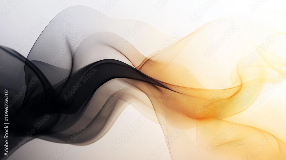 Naklejka premium Abstract blur, golden and black gradient, minimalist, simple shapes, negative space, white background
