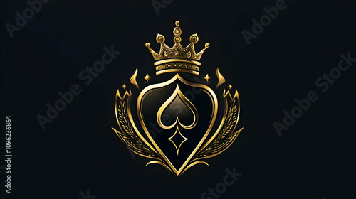 Luxury poker club logo with gold and black accents, featuring an ace and crown motif