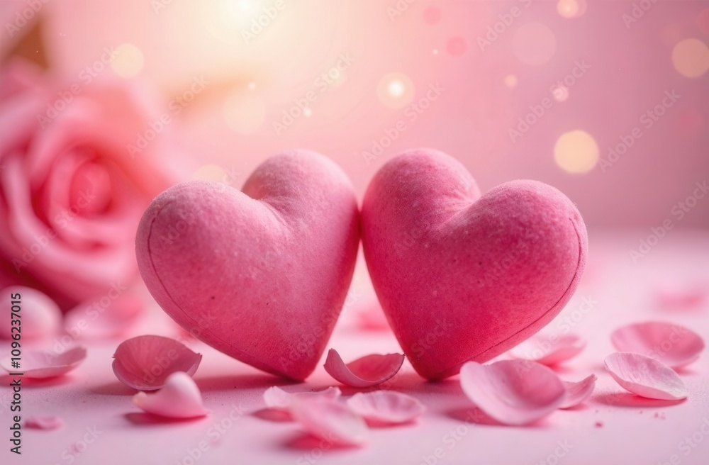 Obraz premium two hearts on pink background