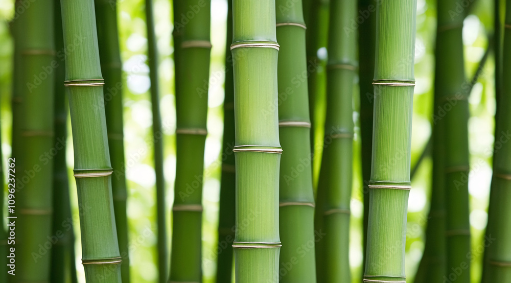 Lush green bamboo stalks thrive in a serene forest setting during bright daylight hours Lush green bamboo stalks thrive in a serene forest setting during bright daylight hours