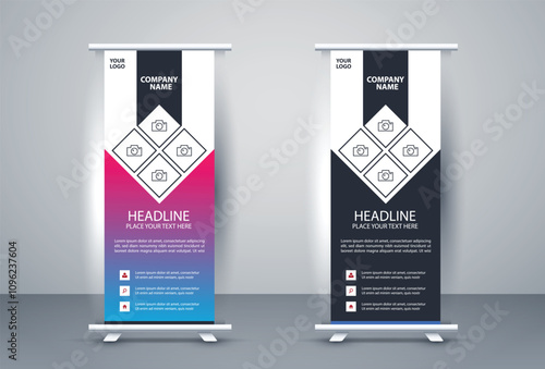 Retractable x stand banner pull popup banner template with a distinctive design for a stylish corporate business roll-up banner signs standee