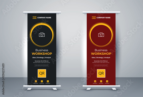 Retractable x stand banner pull popup banner template with a distinctive design for a stylish corporate business roll-up banner signs standee
