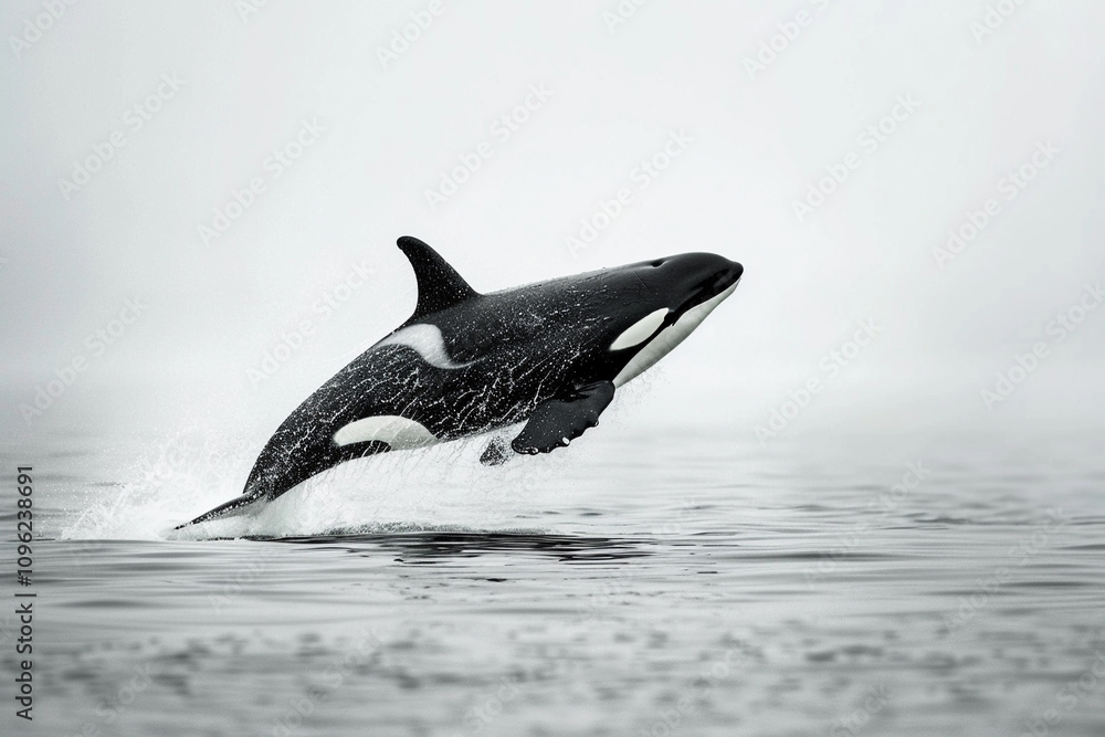 Fototapeta premium Fantastically beautiful majestic huge whale in deep ocean