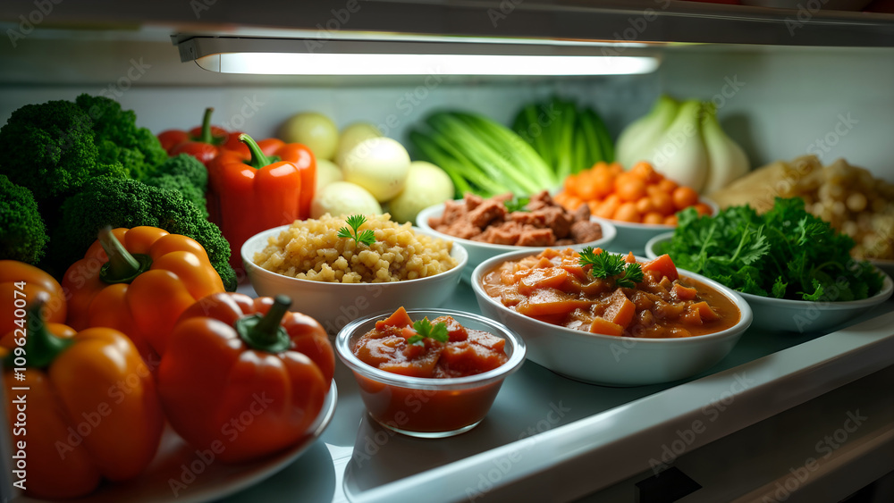 A Colorful Freezer of Quick Meals and Vegetables A Colorful Freezer of Quick Meals and Vegetables