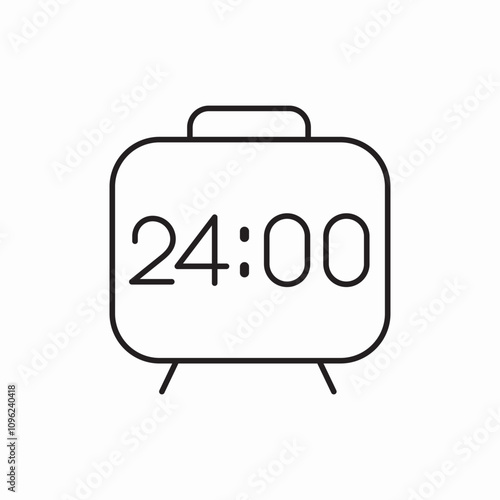 alarm clock 24 00 icon sign vector