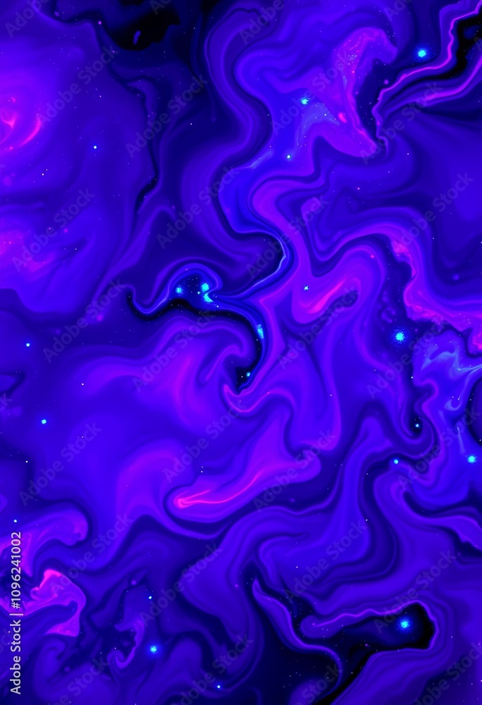 Fototapeta premium Cosmic nebula swirl in vibrant purples and deep blues, glossy textures for immersive widescreen backgrounds