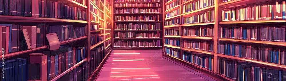 A serene library interior with shelves filled with books, inviting quiet reading and study. A serene library interior with shelves filled with books, inviting quiet reading and study.