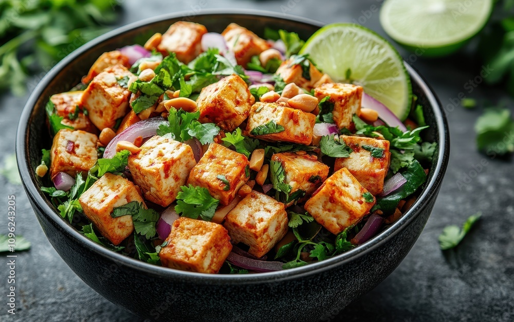 Spicy Peanut Tofu Salad with Red Onion and Cilantro: A Delicious and Vibrant Vegan Recipe, Perfect for a Healthy and Flavorful Meal. Spicy Peanut Tofu Salad with Red Onion and Cilantro: A Delicious and Vibrant Vegan Recipe, Perfect for a Healthy and Flavorful Meal.