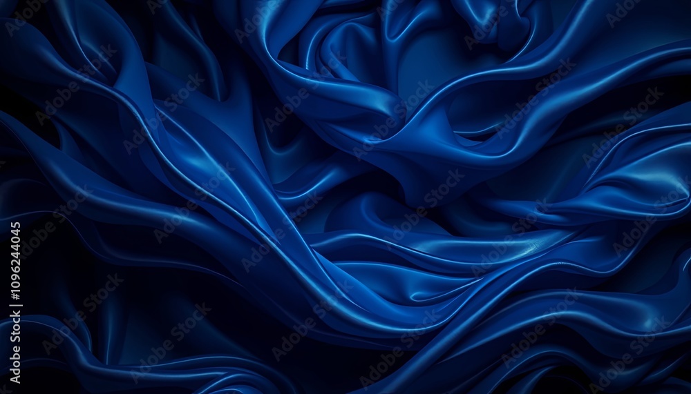Obraz premium Velvet shadows tapestry in deep navy blue with iridescent silver threads for widescreen backgrounds