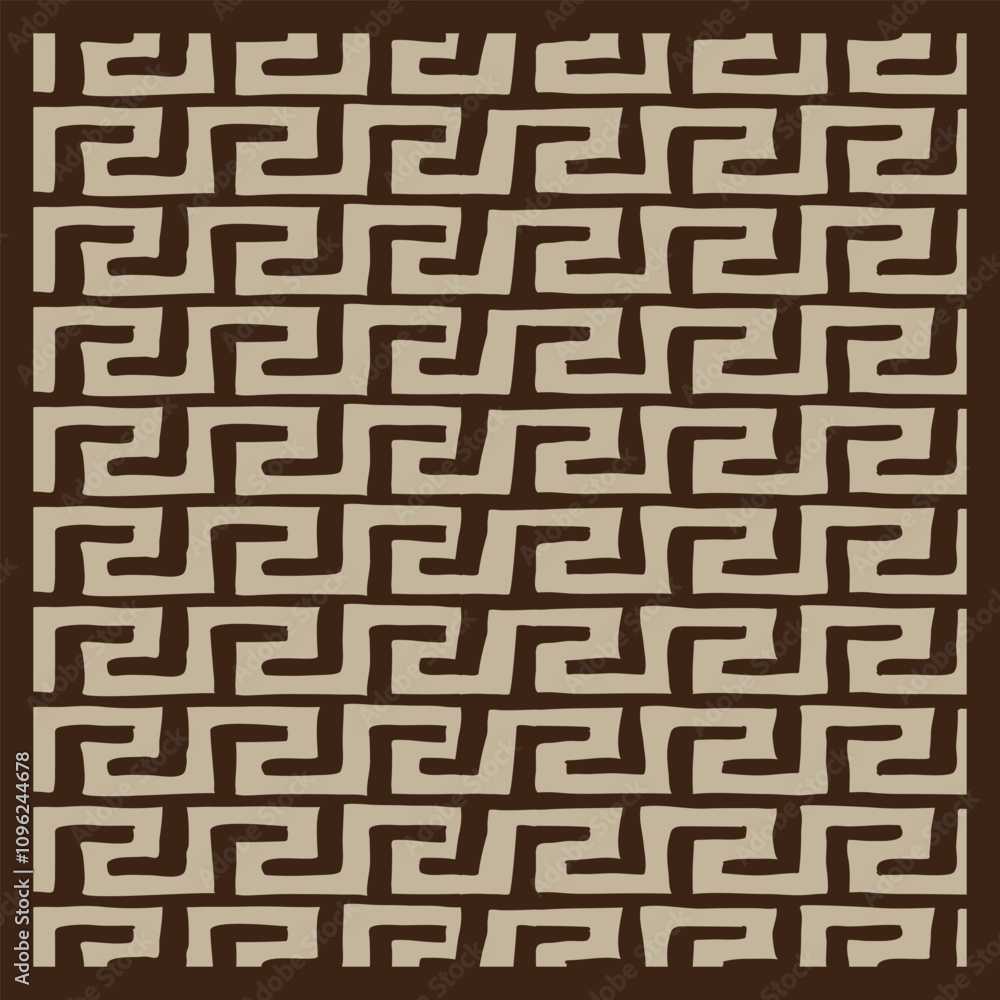 Brown Greek Key Geometric Pattern Brown Greek Key Geometric Pattern