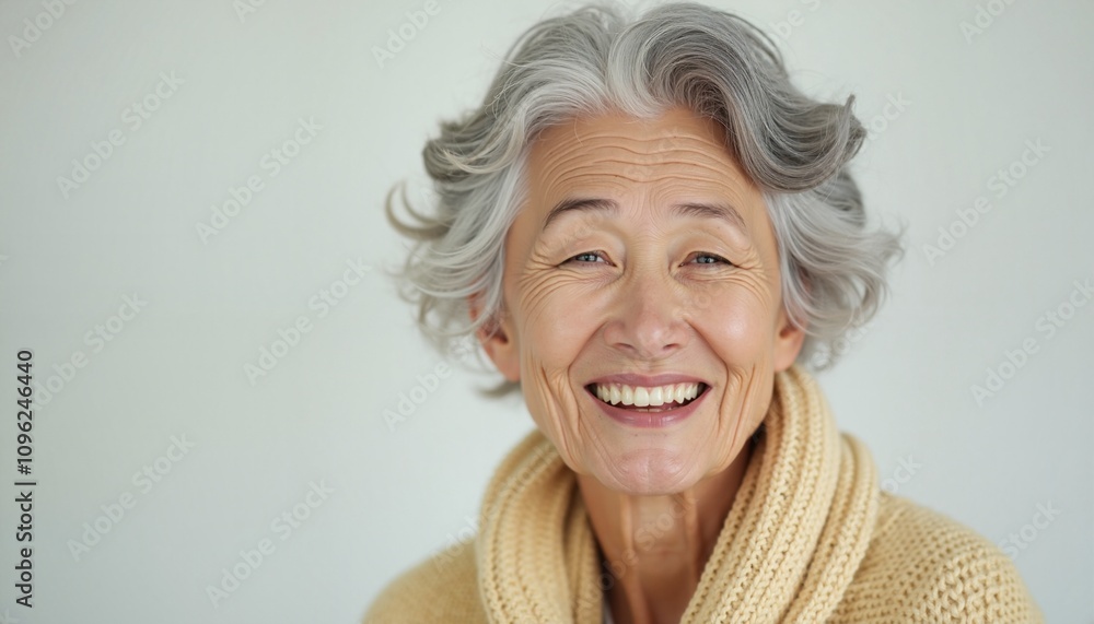 Joyful senior woman smiling brightly, aging gracefully Joyful senior woman smiling brightly, aging gracefully