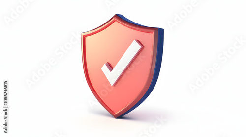  cartoon 3d Icon safety shield check mark perspective . . 3d vector illustration. white background