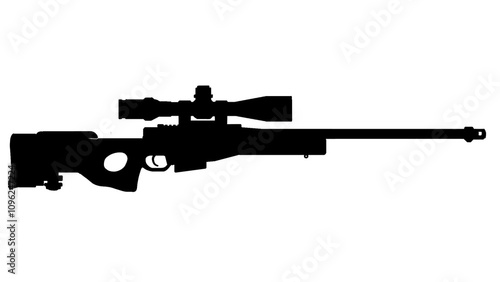 silhouette upgraded l96 multi-caliber rifle with optical sight on a white background