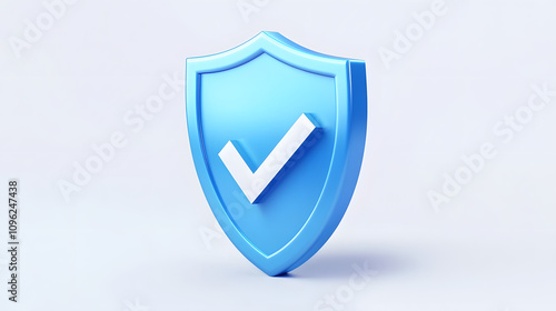  cartoon 3d Icon safety shield check mark perspective . . 3d vector illustration. white background