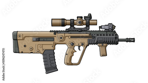 Tableau sur toile side view of upgraded Israeli x95 bullpup assault rifle with collimator sight on
