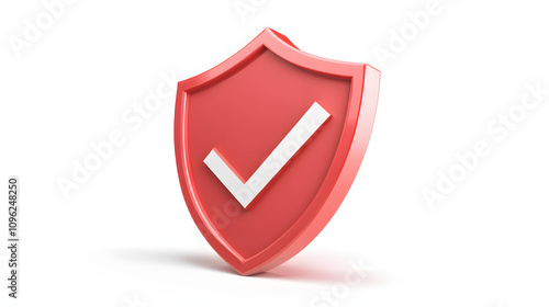  cartoon 3d Icon safety shield check mark perspective . . 3d vector illustration. white background