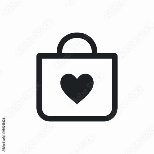 shopping bag with heart icon sign vector