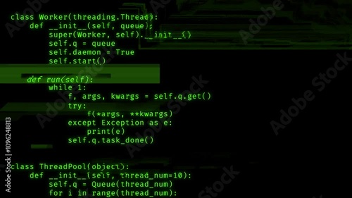 Green glitch code background