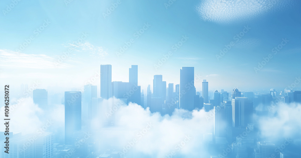 Fototapeta premium Modern City Skyline with CBD Office Buildings - Drone View and Clear Blue Sky
