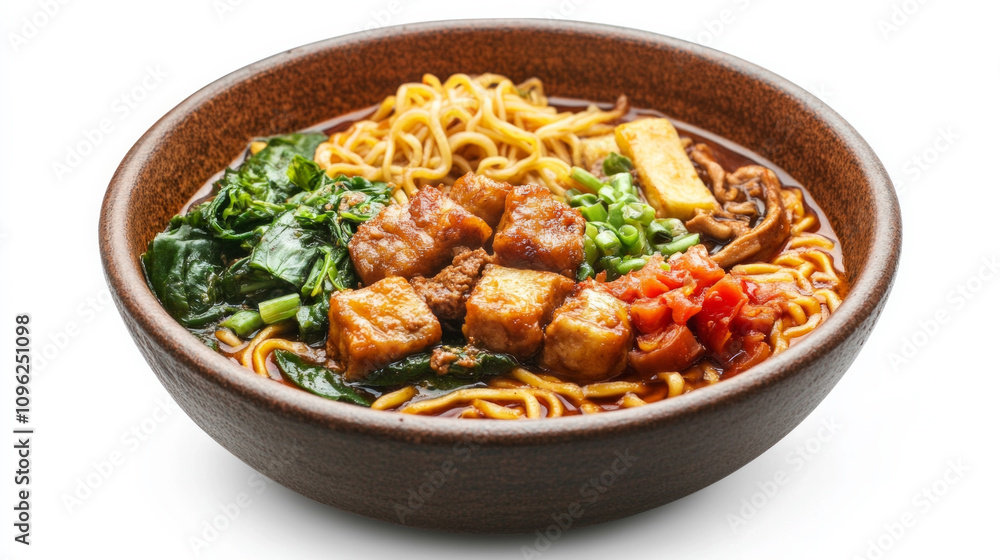 a warm and flavorful Indonesian noodle soup dish, served in a rustic bowl, AI Generative a warm and flavorful Indonesian noodle soup dish, served in a rustic bowl, AI Generative