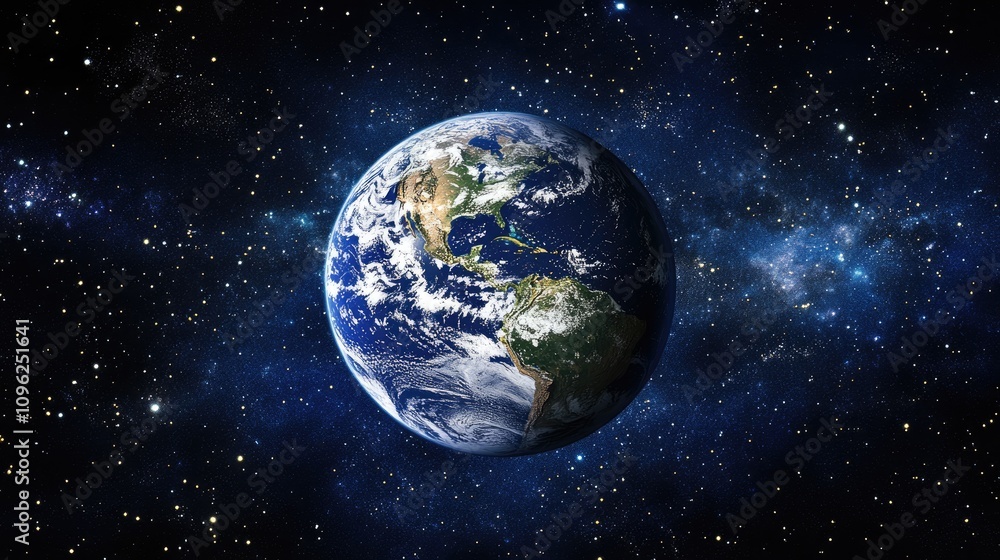 Obraz premium A stunning view of Earth from space, featuring a vibrant tapestry of city lights illuminating the night, showcasing urban life and human ingenuity against a backdrop of stars.