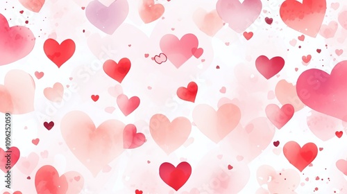 Playful hearts on a pastel grid background.