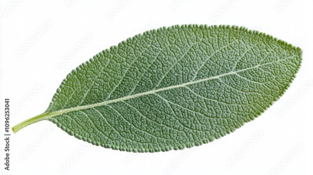 Obraz premium Detailed Close-up of a Sage Leaf