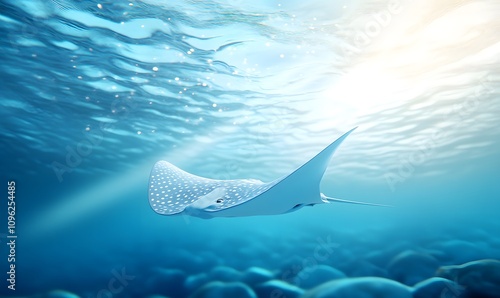 Spotted eagle ray in the sea, Generative AI